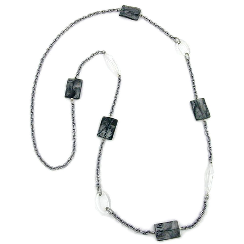 Kette 25x16mm Viereck Kunststoff silbergrau kristall Ankerkette Alu 100cm