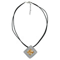Kette Kordelkette mit 39x39mm Anhänger Metallplatte bicolor 45cm