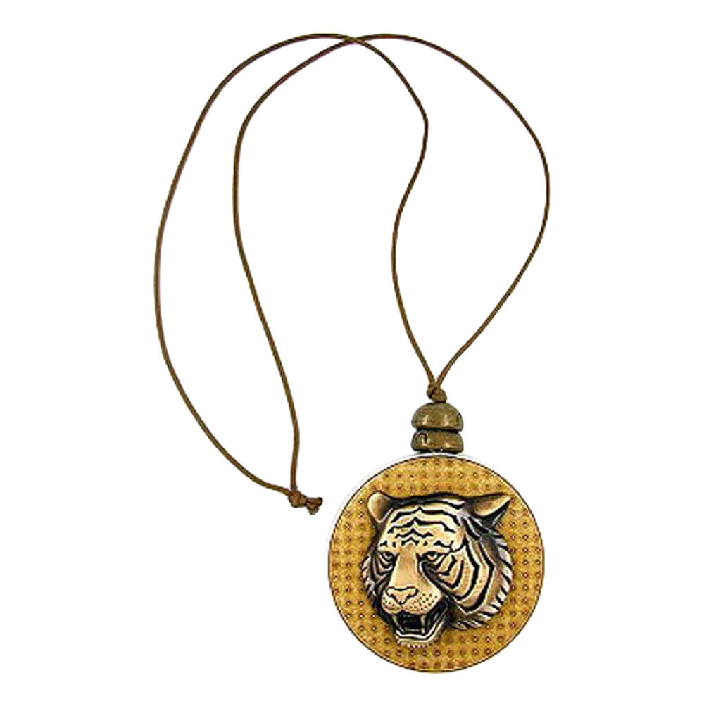 Kette, Platte mit Tigerkopf altmessing, 75cm