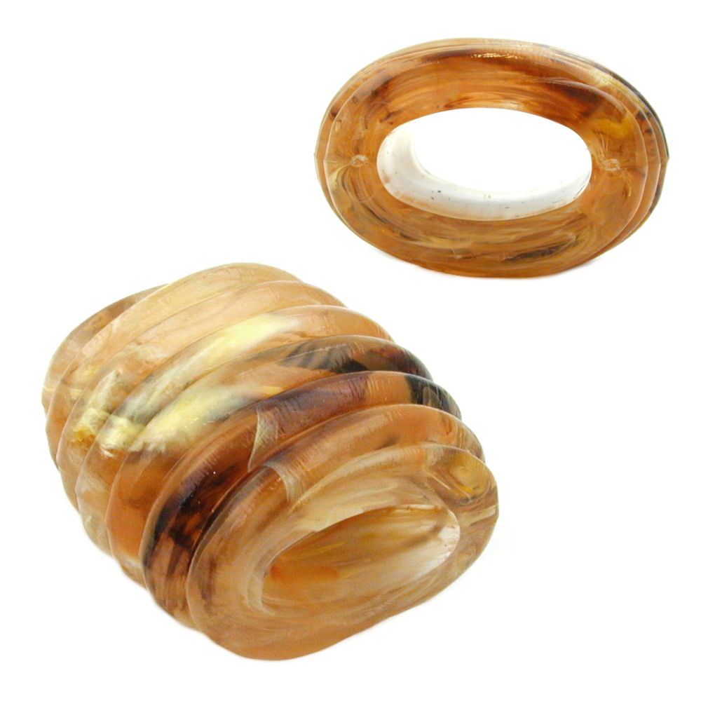 Tuchring 35x34x23mm Spirale Kunststoff horn-gelb-braun-marmoriert matt
