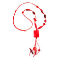 Kette 35x25mm Viereck Kunststoff gewellt rot Kordel rot 100cm