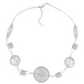 Kette 3x Scheibe Kunststoffperlen weiß-transparent-flitter Kordel weiß 45cm