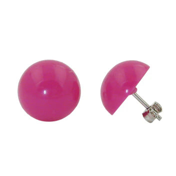 Ohrstecker Ohrring 13mm satt-rot-glänzend Kunststoff halbrund gewölbt