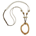 Kette 77x56mm Baumring braun-beige Kunststoff Baumwollkordel braun 95cm