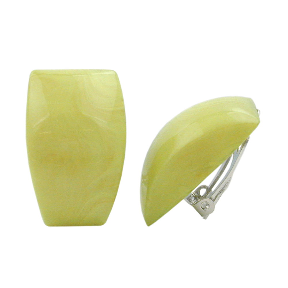 Clip Ohrring 27x17mm hellgrün-marmoriert glänzend Kunststoff-Bouton