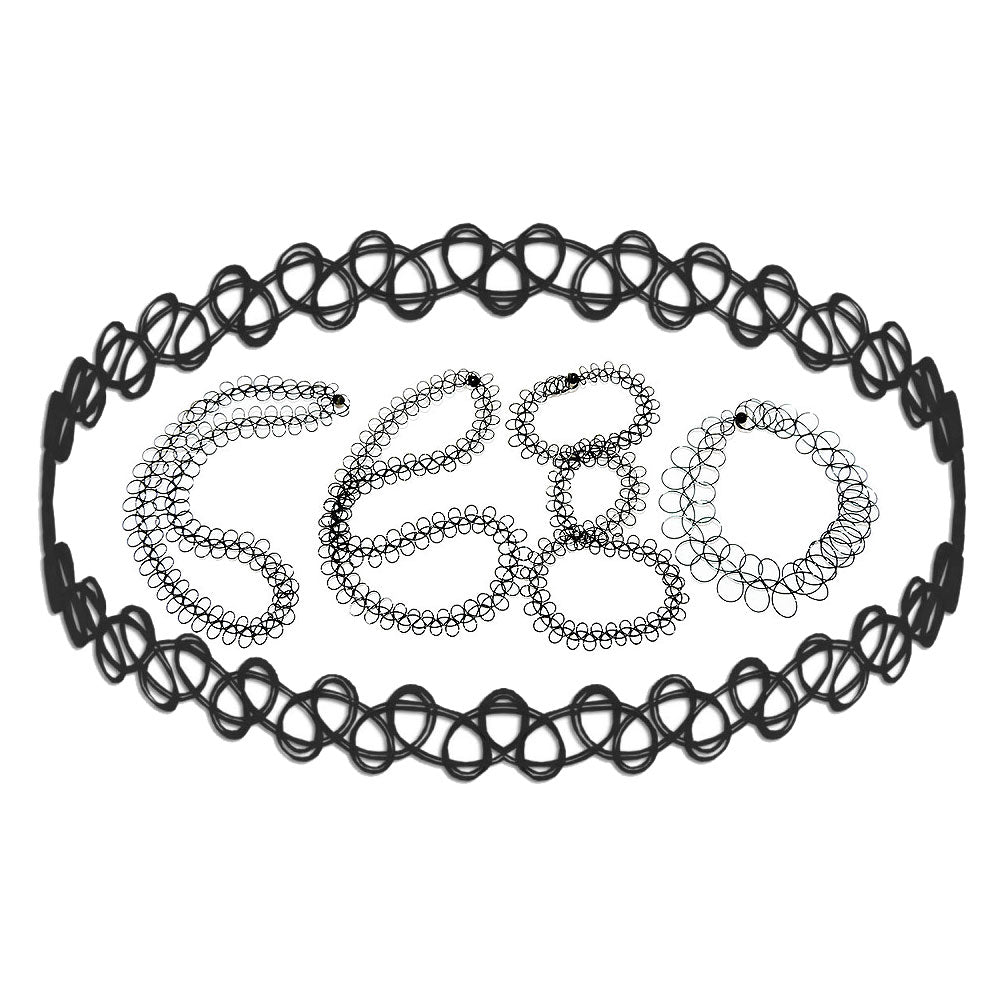 Kette 4 Stück flexible Tattoo-Kette schwarz 36cm