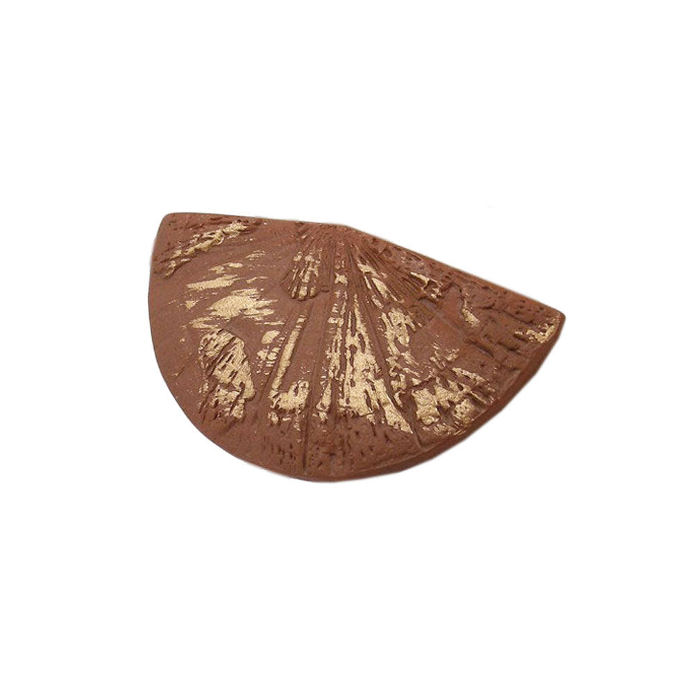 Brosche Anstecknadel 37x70x7mm Kunststoff Fächer braun-gold-strich