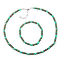 Set Kette Armband 14x5 mm Perlen türkisfarbig Kunststoff 42 cm