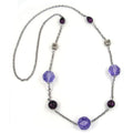 Kette Facettenperle Kunststoff lila Alu-Ankerkette grau 100cm
