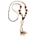 Kette 30mm Spiralperle Kunststoff beige Kordel braun 100cm