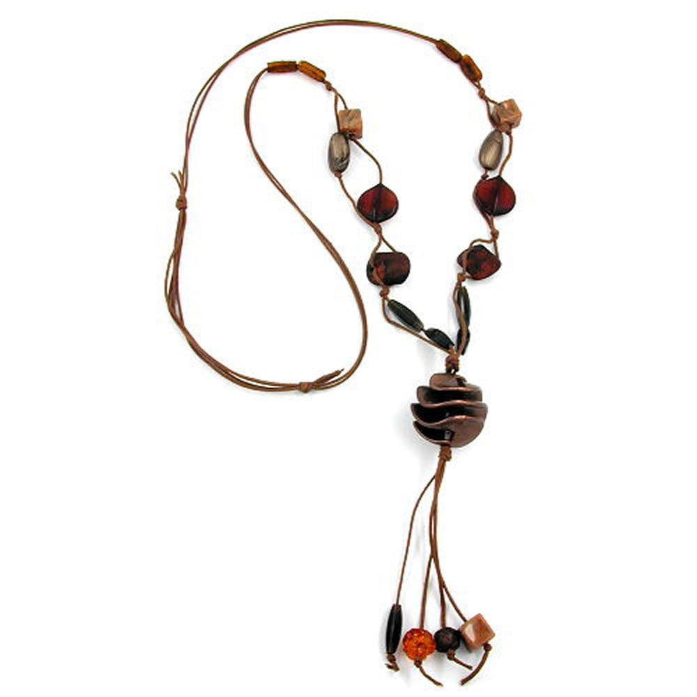 Kette 30mm Spiralperle Kunststoff braun Kordel braun 100cm