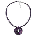 Kette 52mm Kunststoff Anhänger Amulett lila marmoriert Kordel lila 55cm
