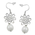 Ohrhaken Ohrhänger Ohrringe 45mm Blume mit Glasperle weißwachs