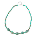Kette Krokoperle und Olive türkisgrün mit patina Kunststoff 55cm
