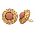 Clip Ohrring 32mm lachsfarben gold-gewischt Kunststoff-Bouton