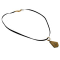 Kette 28x17mm Trapez Kunststoff mit weißem Glas-Stein oliv-braun-khaki Textilband schwarz 42cm