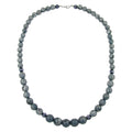 Kette Perlen verlaufend grau-marmoriert glänzend Kunststoff 60cm