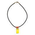 Kette 25x10mm Viereck Kunststoff gelb 2 Perlen orange-matt Moosgummi 45cm