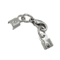 Verschluss-Set für Lederband 10 mm Karabiner weißbronze mit 2 Endteilen silberfarben