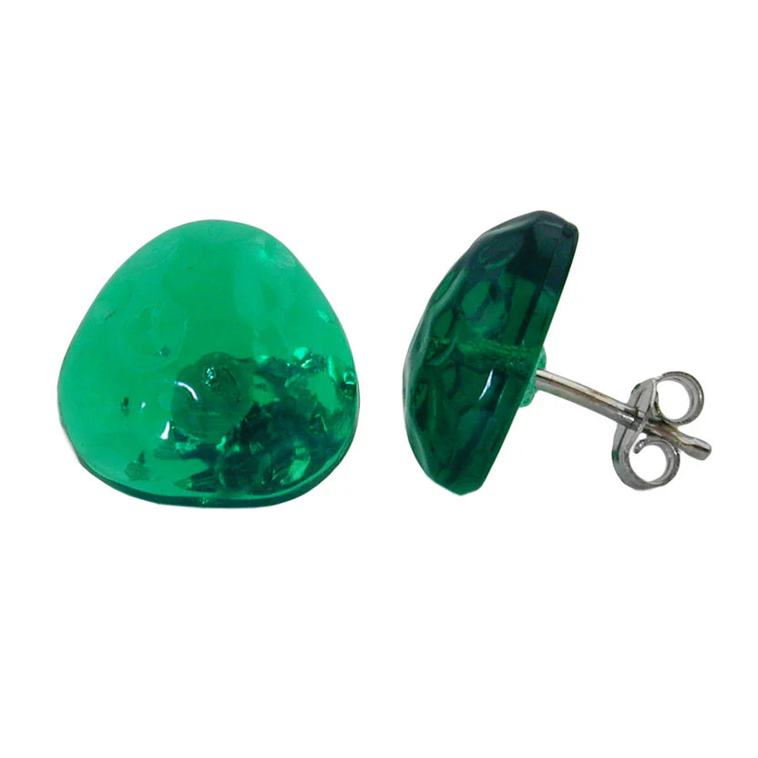 Ohrstecker Ohrring 14mm Dreieck schwarz gehämmert Kunststoff