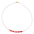 Kette Drahtkette mit Glasperlenröhrchen und Perle in rot-rot AB 40cm