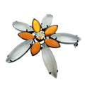 Brosche 70 mm Blüte topas krist-matt schwarz