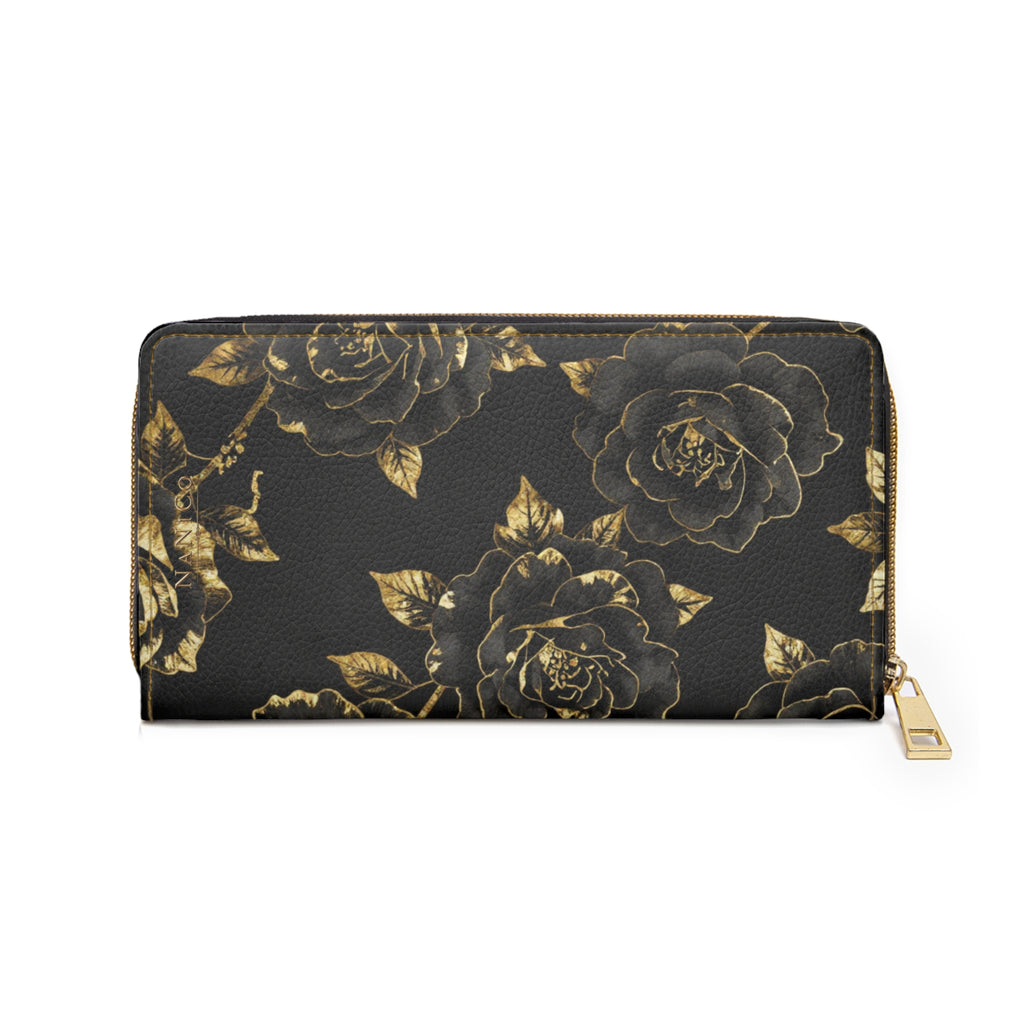 Geldbörse mit Reißverschluss - Goldene Rosen