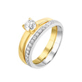 Ring Silber 925 zweifarbig Ring Set mit Zirkonia weiß