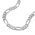 Flache Figarokette aus 925 Silber, diamantiert, 4,8 mm, 60 cm