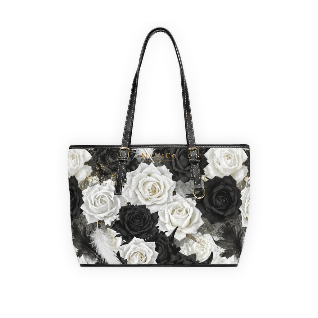 Schultertasche aus PU Leder - Rosenmuster