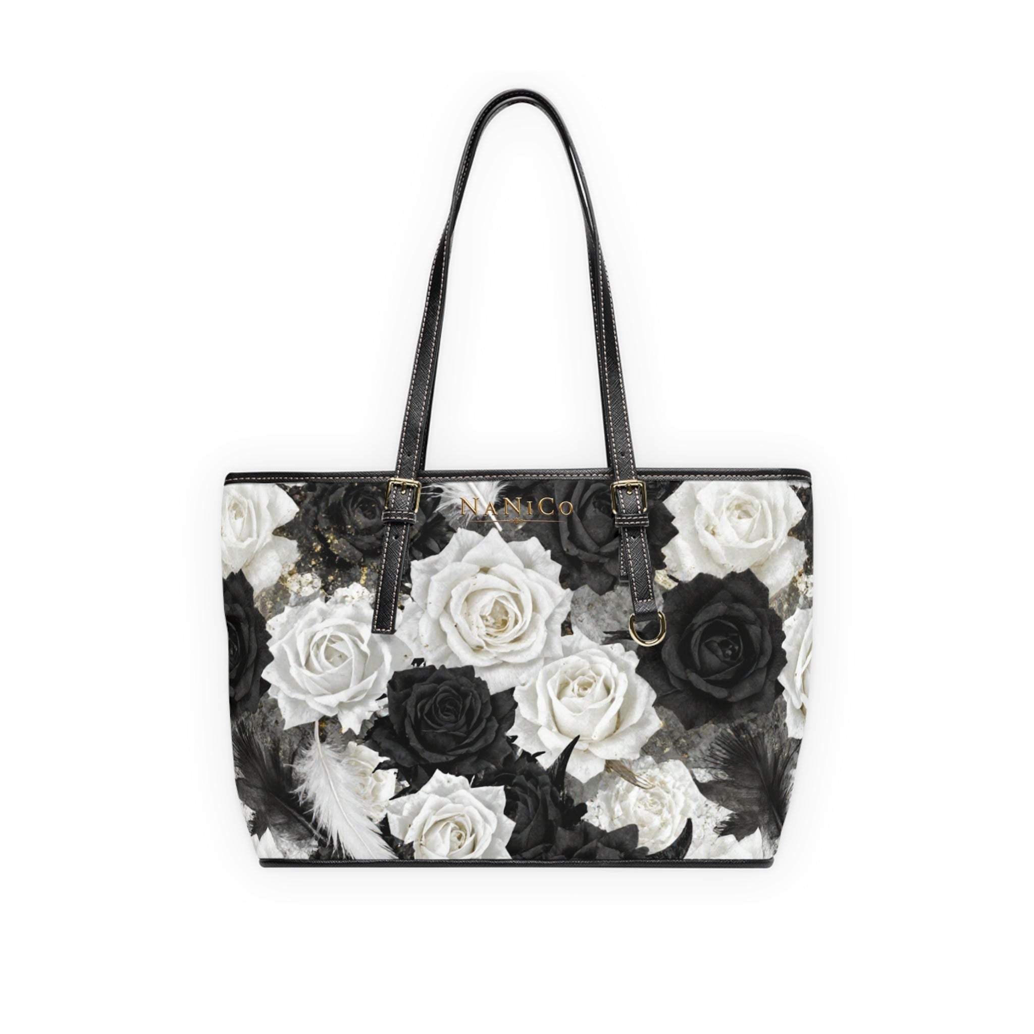 Schultertasche aus PU Leder - Rosenmuster