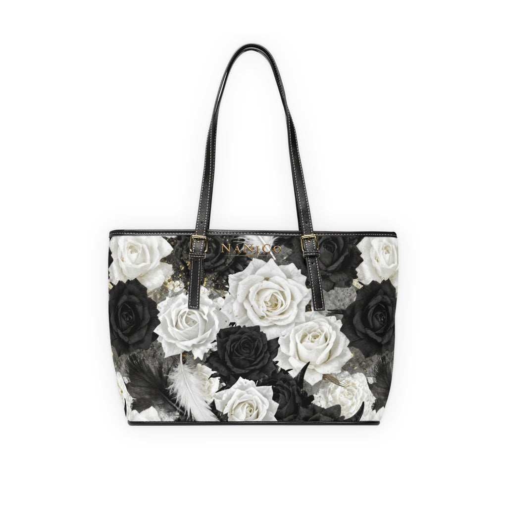 Schultertasche aus PU Leder - Rosenmuster