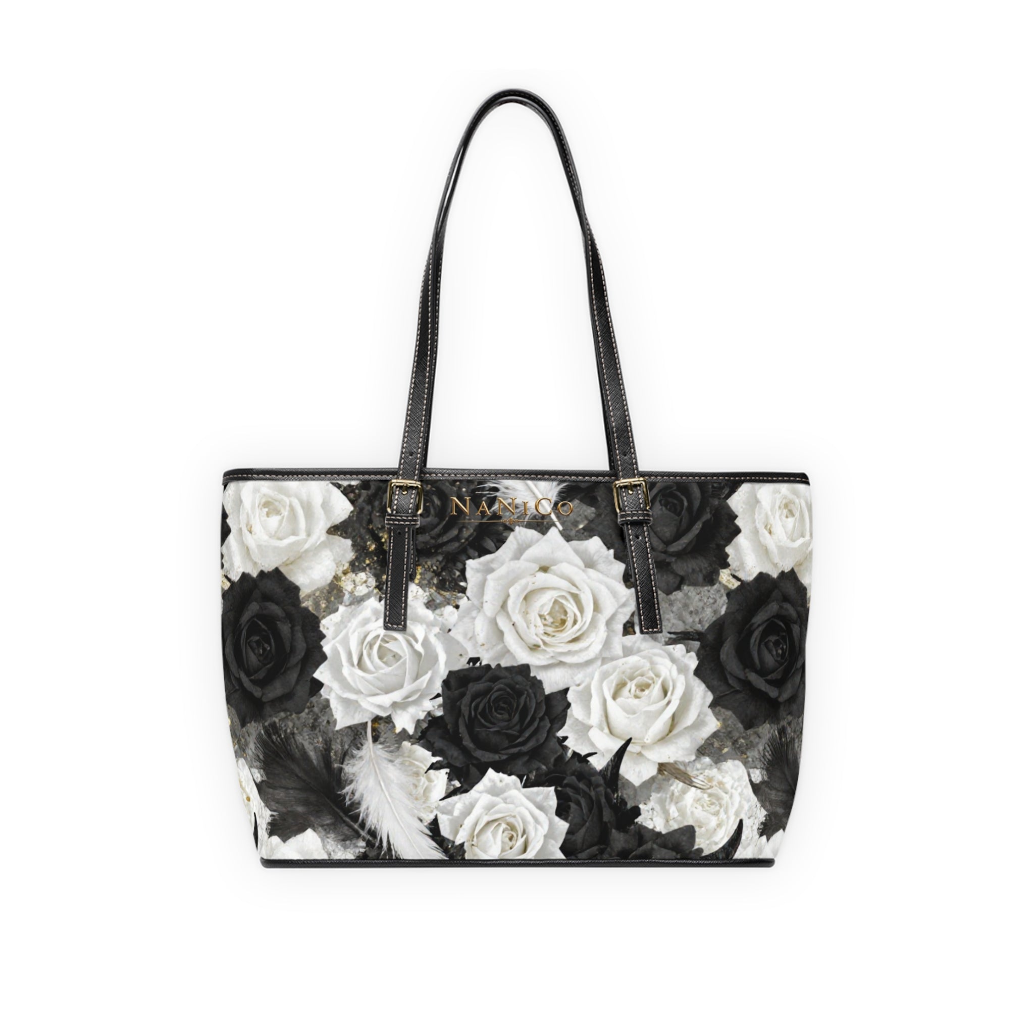 Schultertasche aus PU Leder - Rosenmuster