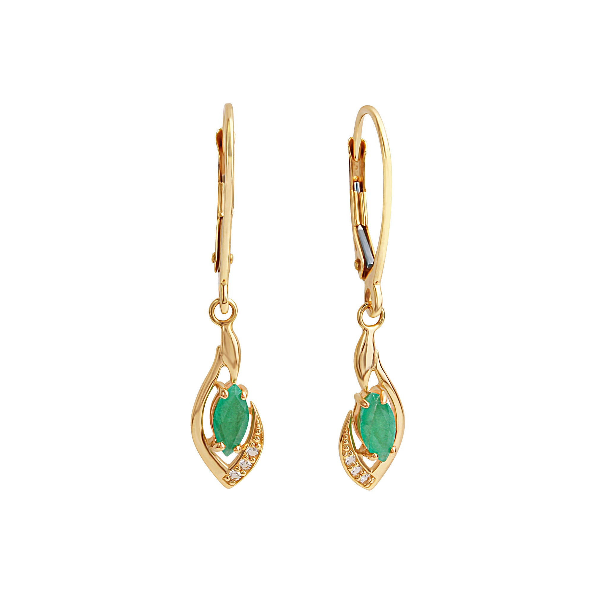 Ohrhänger 375 Gelbgold mit Smaragd und Weißtopas