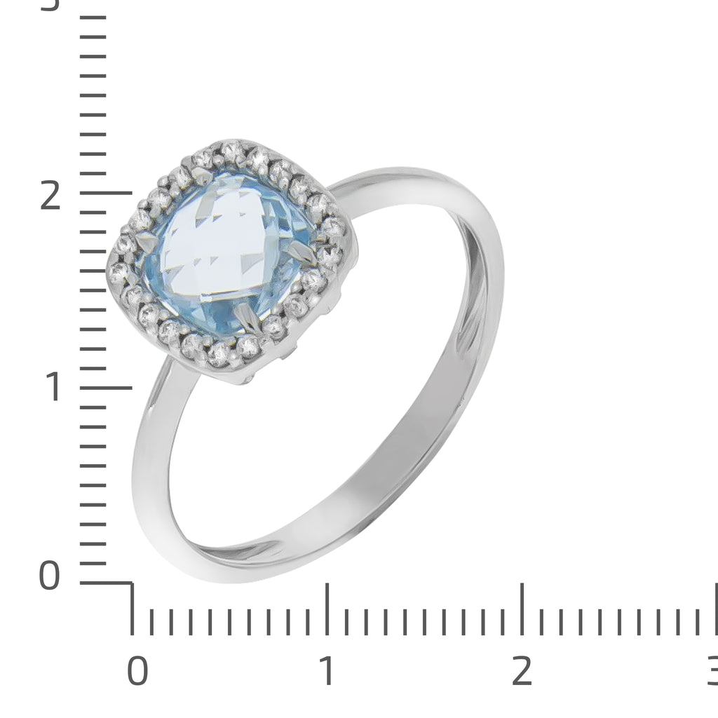 Ring 375 Weißgold mit 1 Topas und Zirkonia