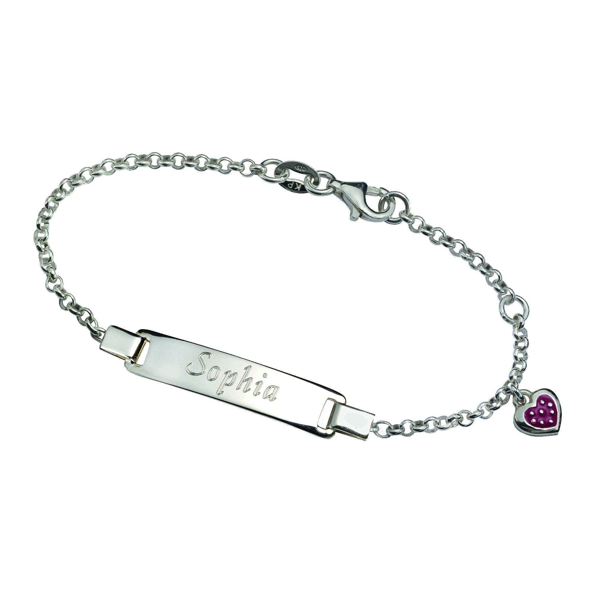 Armband 925 Sterling Silber glanz Herz Gravur Namen 12 Buchstaben