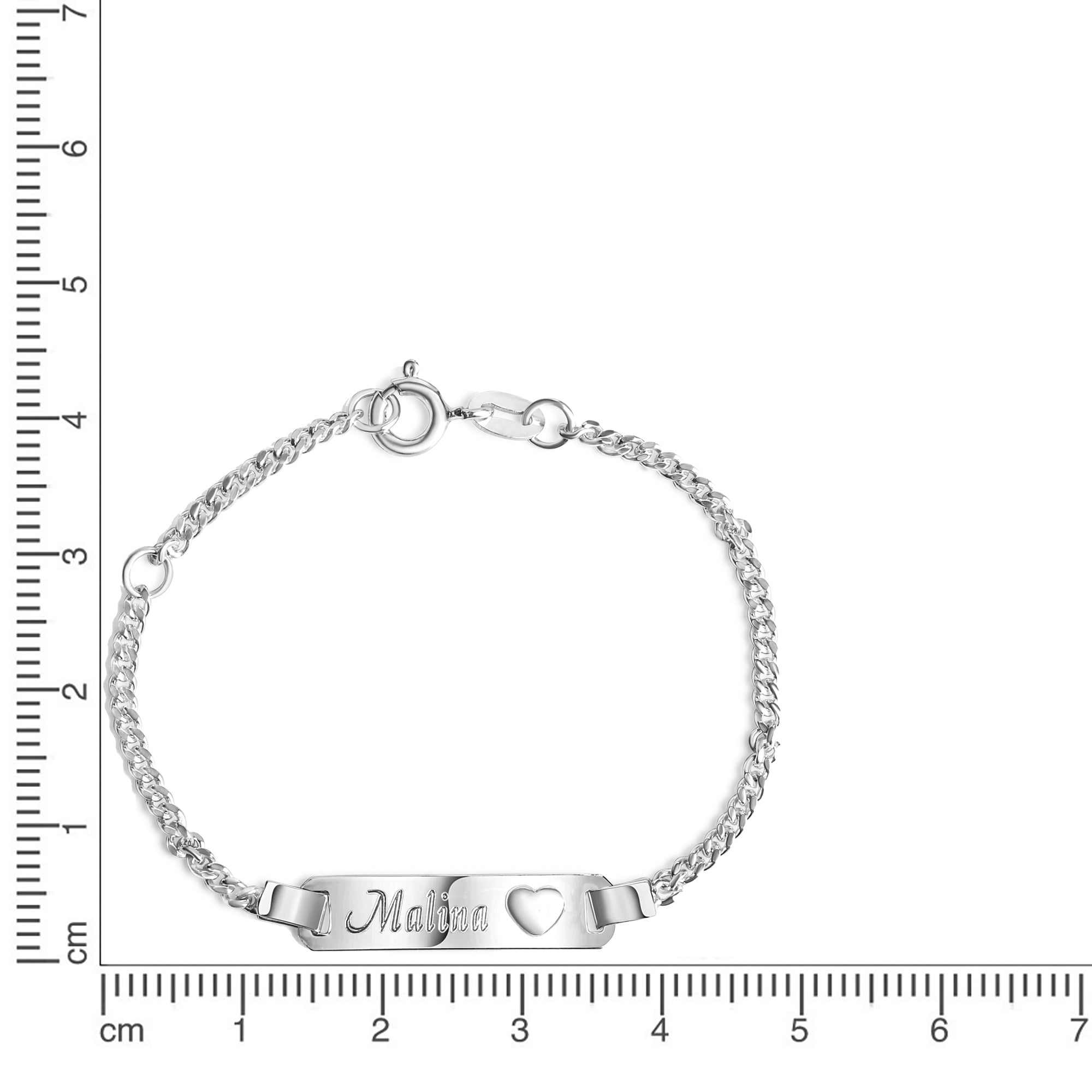 Armband 925 Sterling Silber glanz 14/16cm Herz Gravur Namen 8 Buchstaben