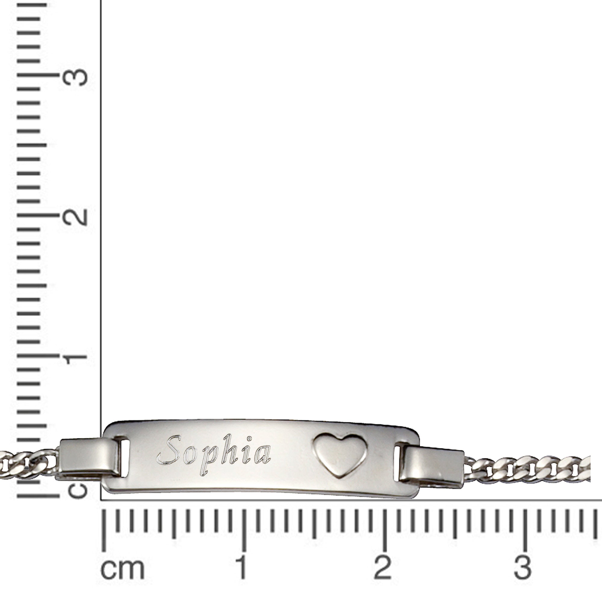 Armband 925 Sterling Silber glanz Herz 12/14cm Gravur Namen 8 Buchstaben