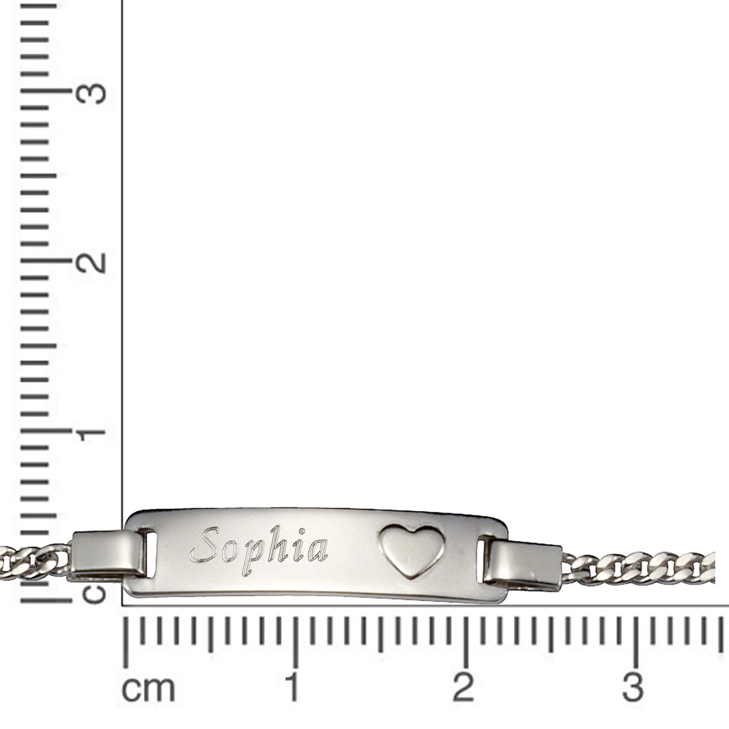 Armband 925 Sterling Silber glanz 14/16cm Herz Gravur Namen 8 Buchstaben