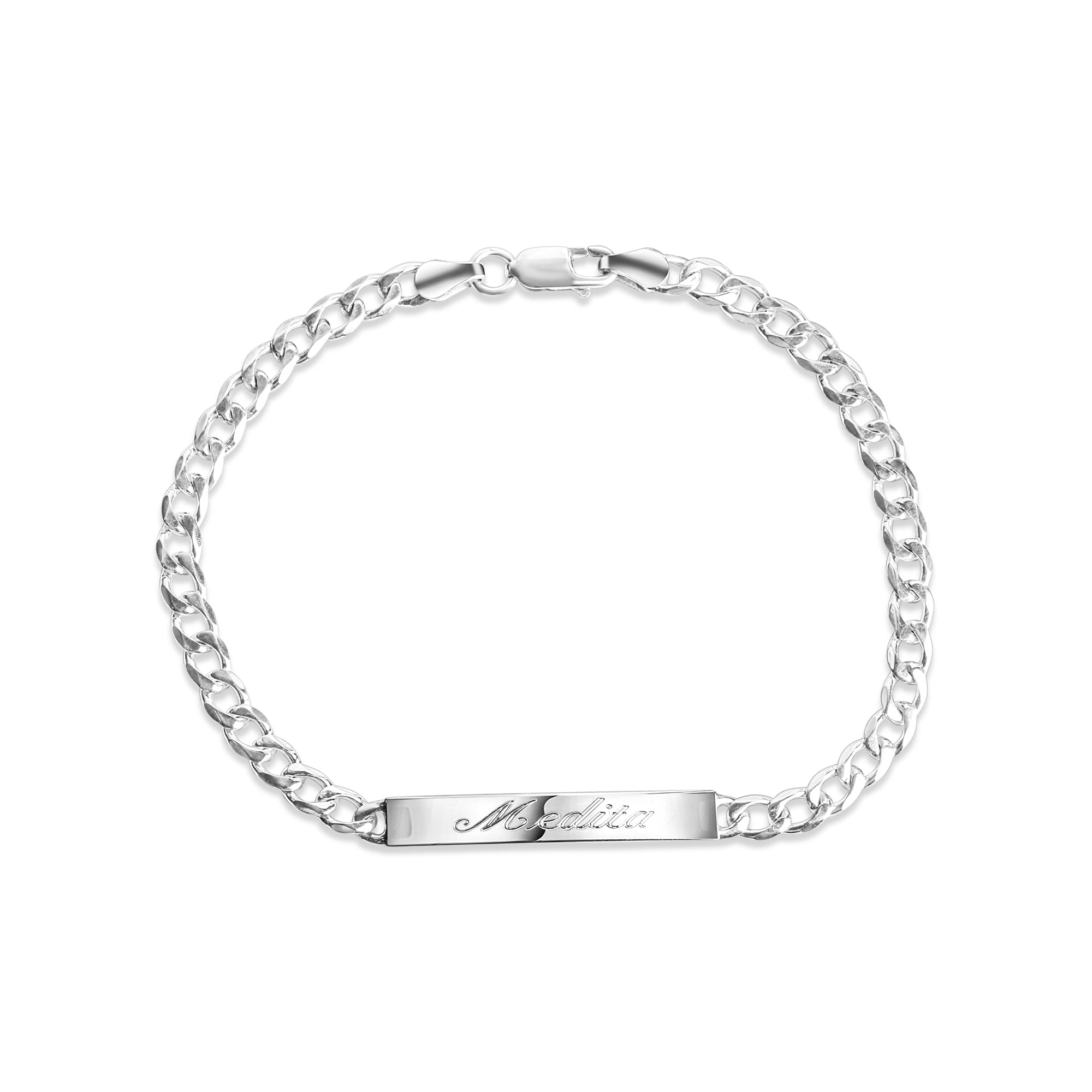 Armband 925 Sterling Silber glanz 19cm Gravur Namen 8 Buchstaben
