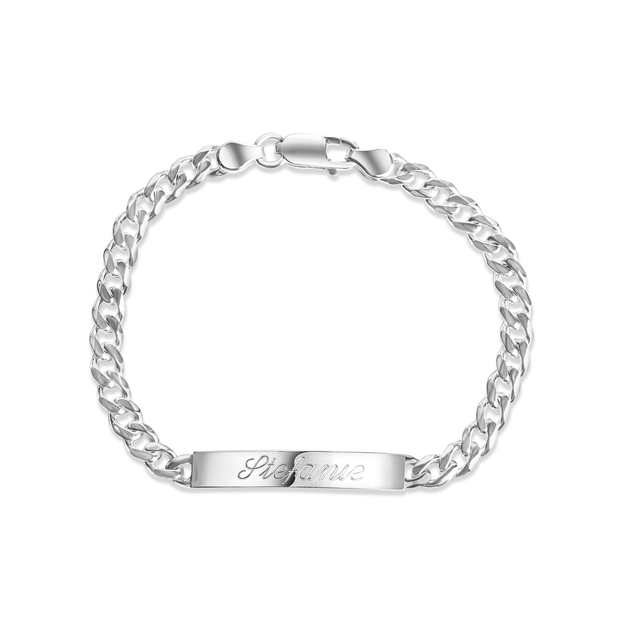 Armband 925 Sterling Silber glanz 21cm Gravur Namen 8 Buchstaben