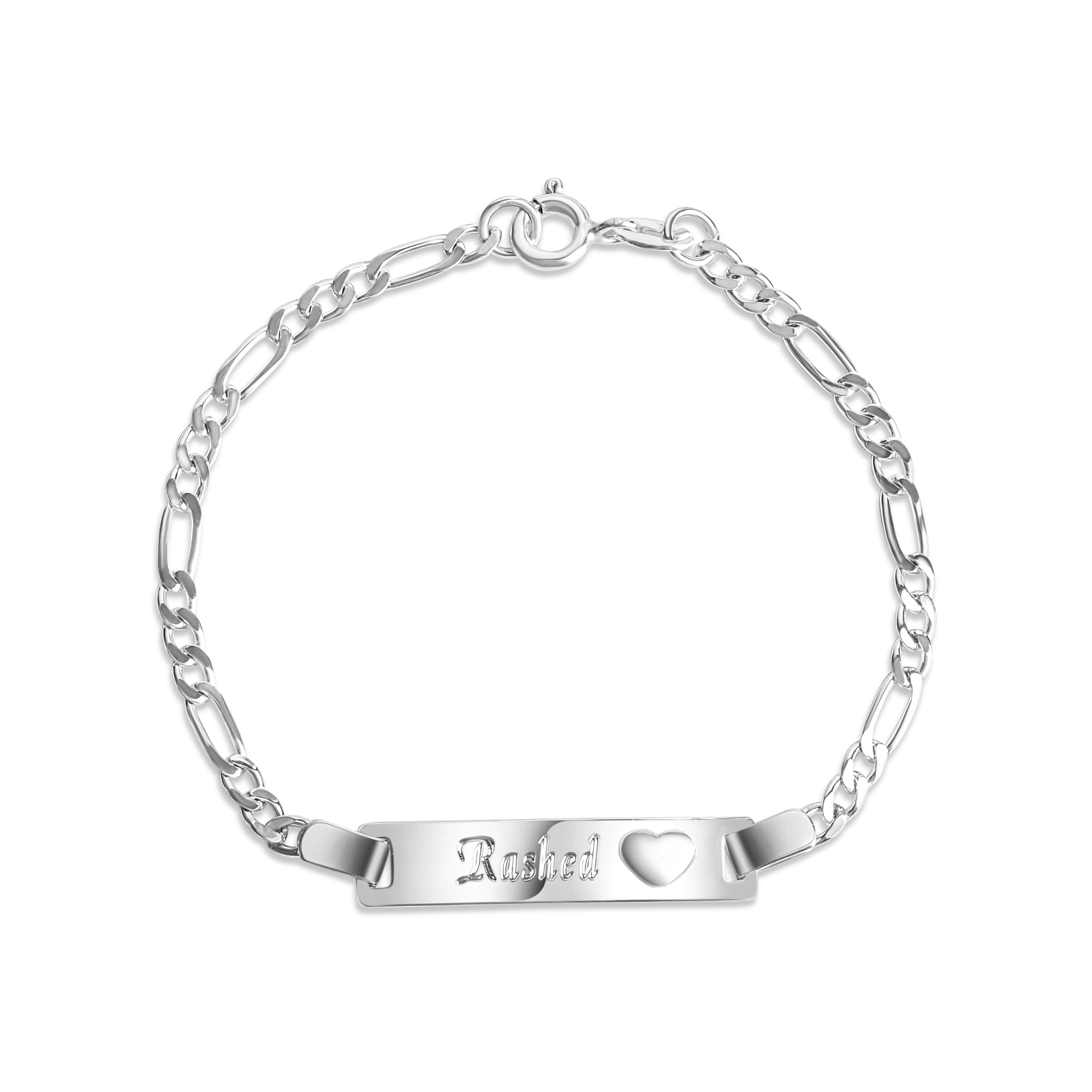 Armband 925 Sterling Silber glanz 14cm Herz Gravur Namen 8 Buchstaben