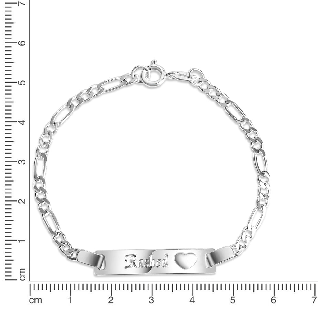 Armband 925 Sterling Silber glanz 14cm Herz Gravur Namen 8 Buchstaben