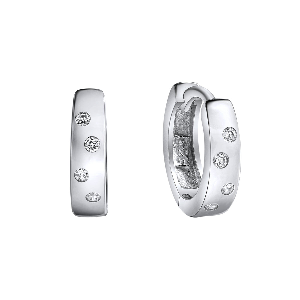 Klappcreolen 925-Sterling Silber rhodiniert Zirkonia