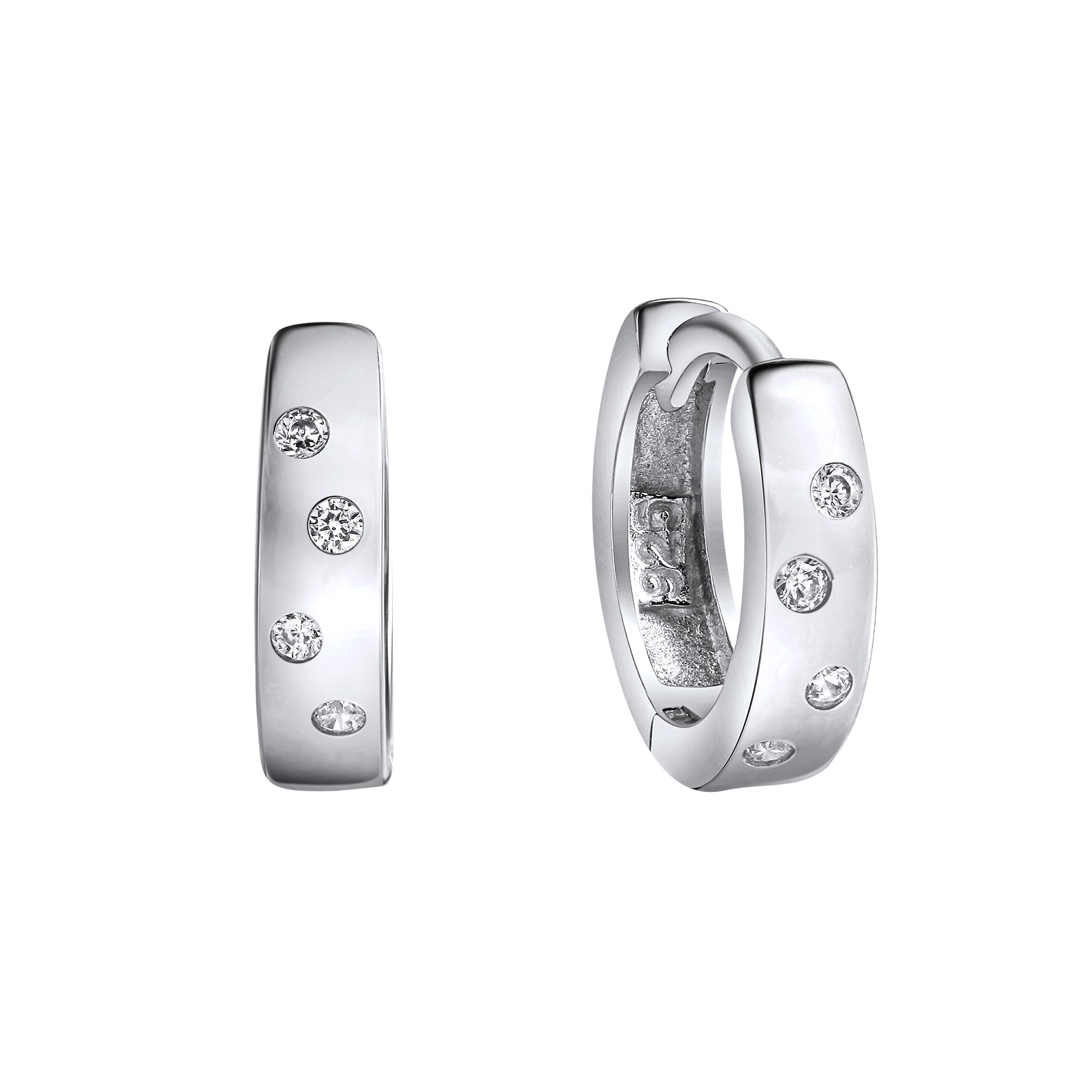 Klappcreolen 925-Sterling Silber rhodiniert Zirkonia