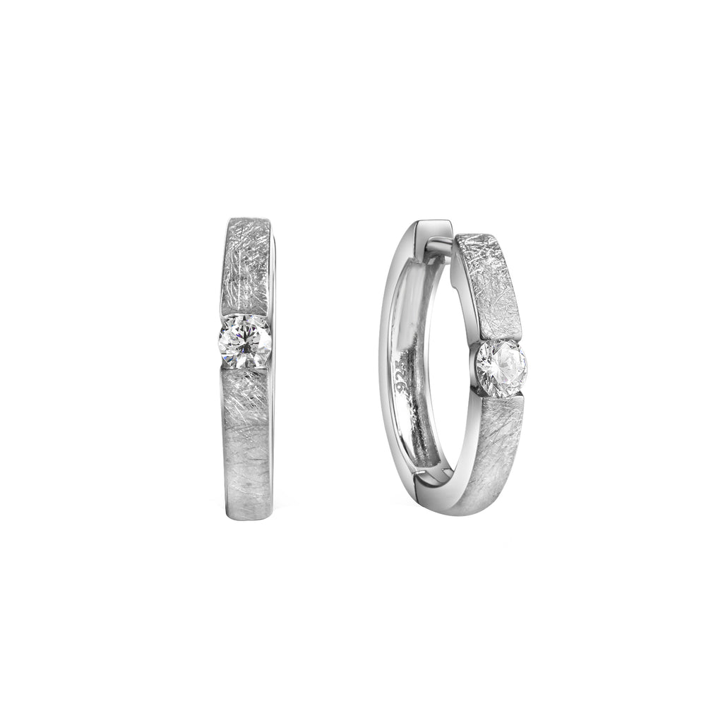 Klappcreolen 925-Sterling Silber rhodiniert Zirkonia