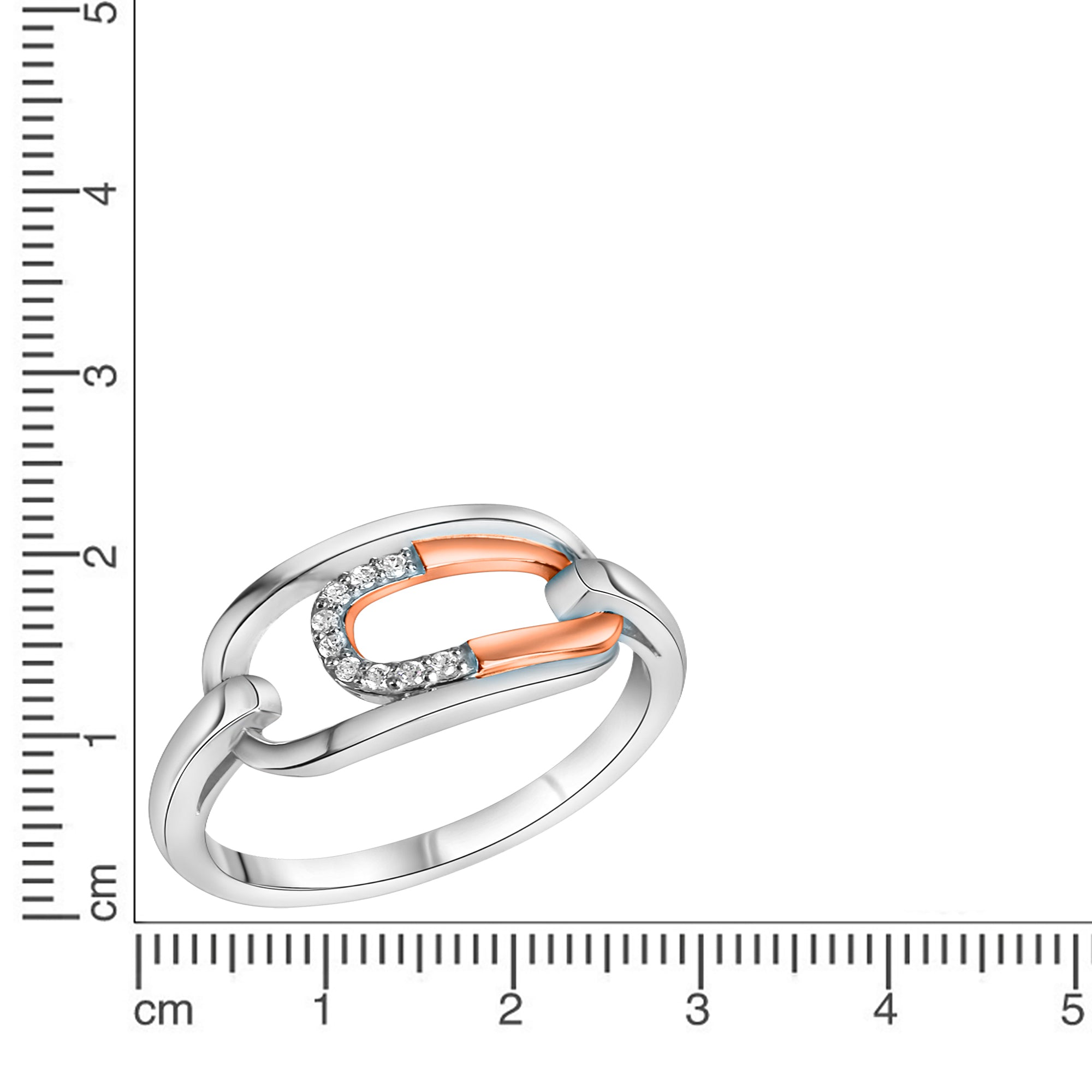Ring 925-Sterling Silber rhodiniert teilweise rose vergoldet Zirkonia