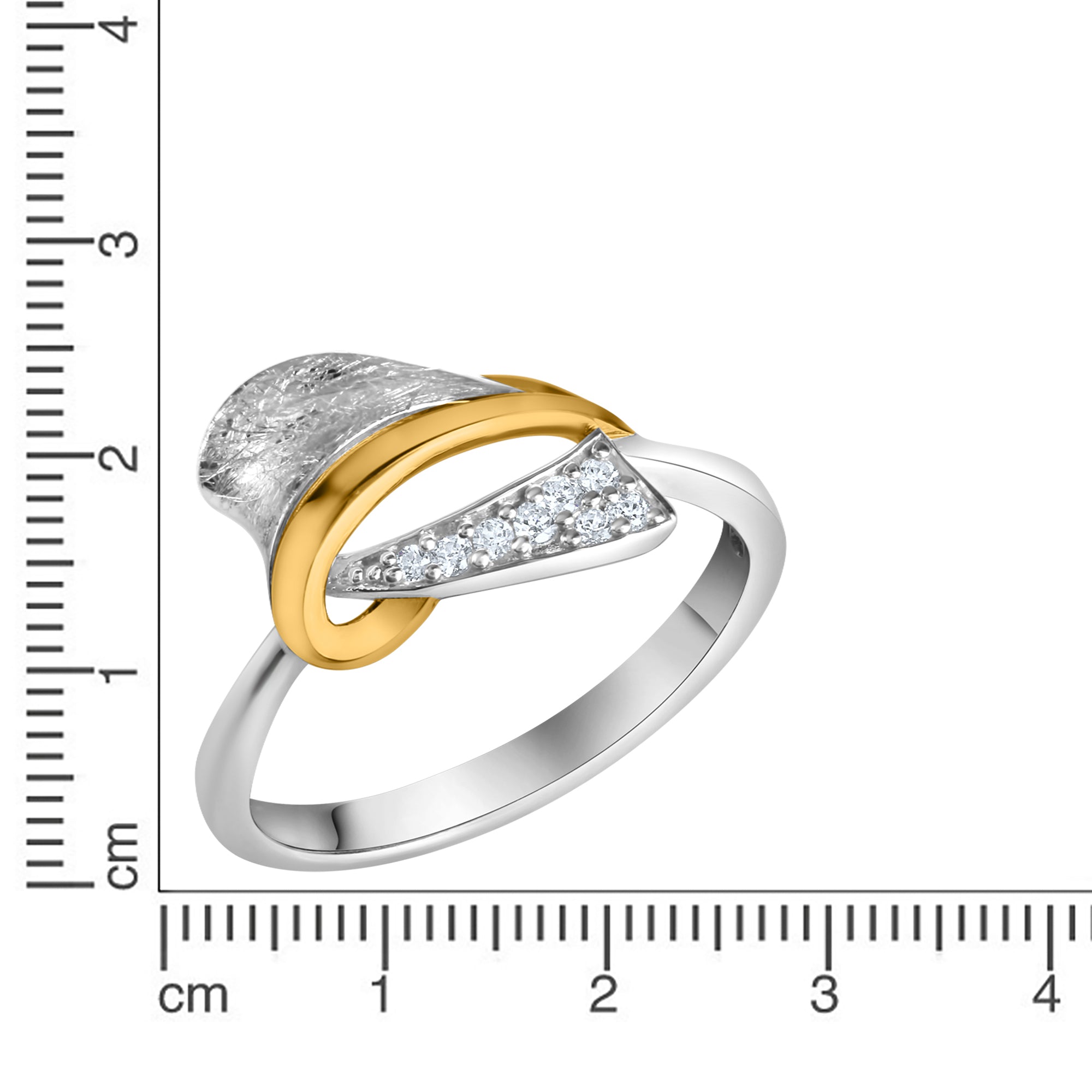 Ring 925-Sterling Silber rhodiniert teilweise vergoldet mit Zirkonia