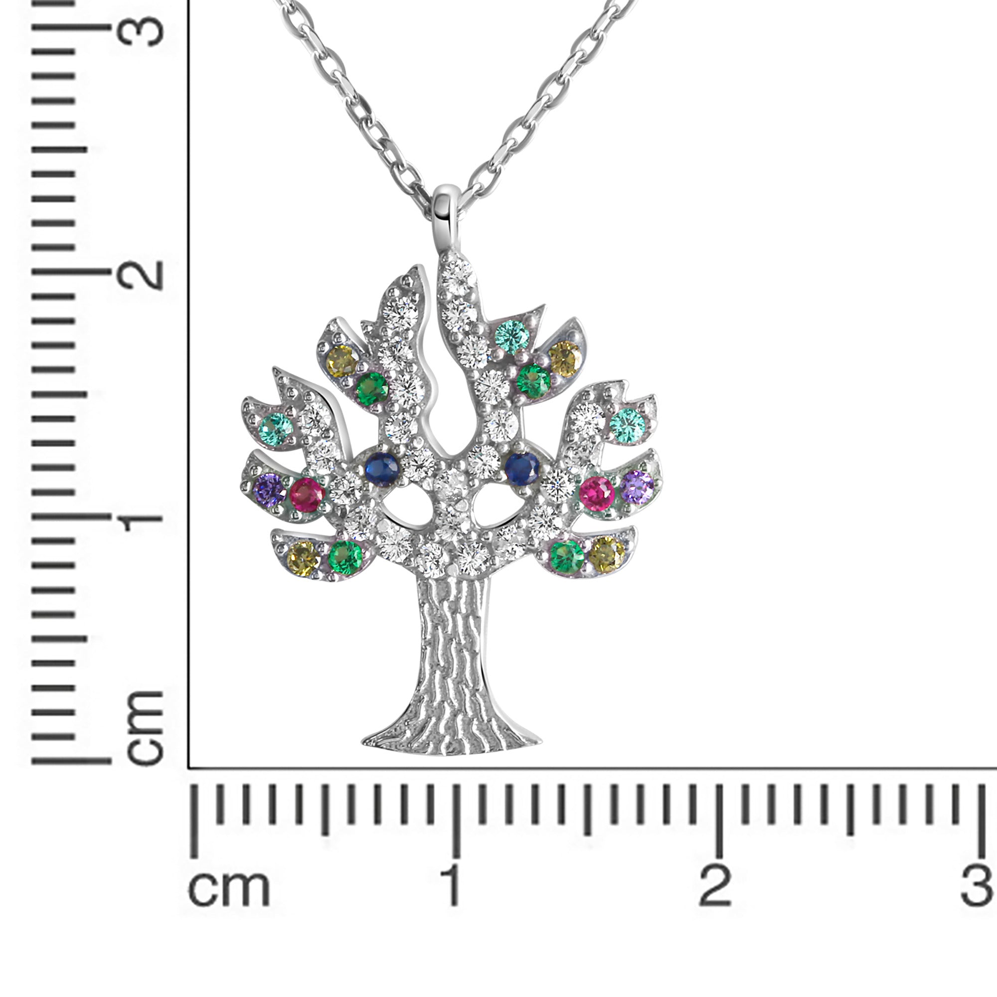 Anhänger mit Kette 925-Sterling Silber rhodiniert Zirkonia