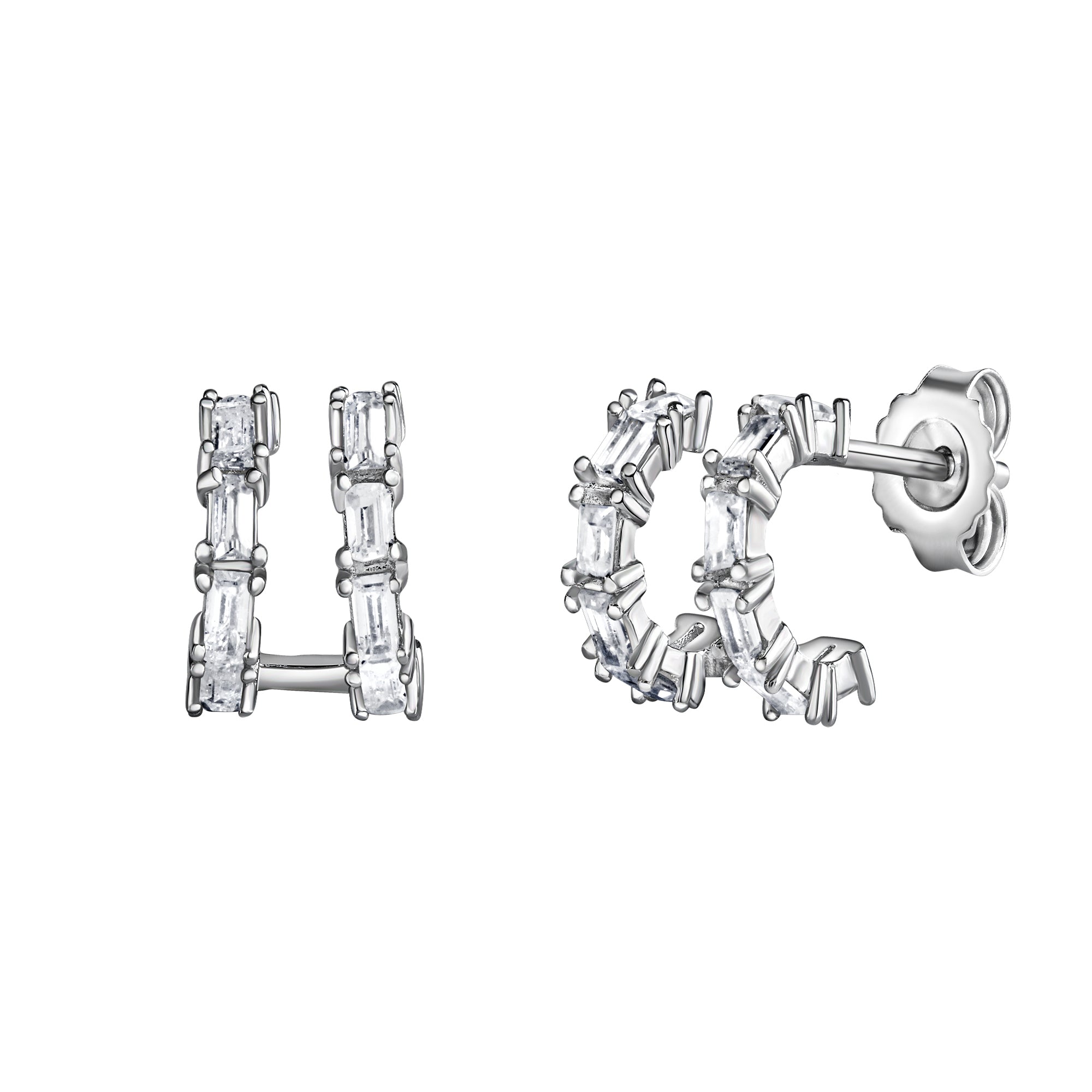Ohrstecker 925-Sterling Silber rhodiniert Zirkonia